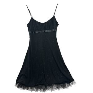 Vtg Rampage Mini Black Sparkle Dress Womens Medium Formal Whimsigoth Prom